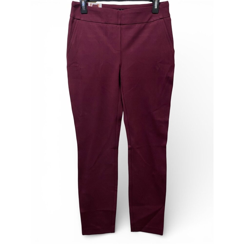NWT Dalia Women’s Pull-on Ponte Pant, Mid-Rise Narrow Leg, Size S, Ruby - Picture 2 of 14